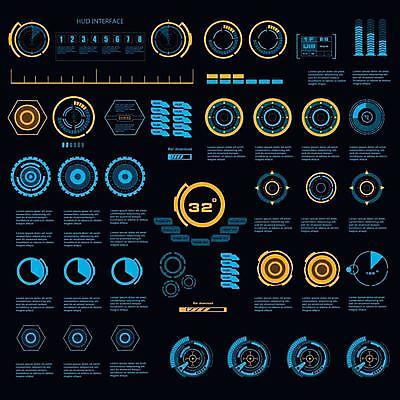 EPS 해외이미지 디자인 백그라운드 컨셉 일러스트 추상 미래 사람없음 그래픽 파란색 노란색 디지털 스크린 정보 원형 사이버 레이아웃 시스템 계기판 인터페이스 가상 인터랙티브 해외일러스트 도형 컬러 무늬 파일형식 벡터 이미지허브