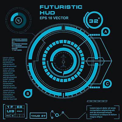 EPS 해외이미지 디자인 백그라운드 컨셉 일러스트 추상 미래 사람없음 그래픽 파란색 디지털 스크린 정보 원형 사이버 레이아웃 시스템 계기판 인터페이스 가상 인터랙티브 해외일러스트 도형 컬러 무늬 파일형식 벡터 이미지허브