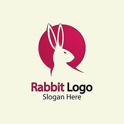 EPS 해외이미지 동물 디자인 분홍색 일러스트 사람없음 토끼 원형 심볼 심플 해외일러스트 도형 컬러 포유류 반려동물 파일형식 벡터 이미지허브