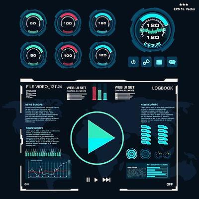EPS 해외이미지 일러스트 사람없음 디지털 인포그래픽 사이버 UI 인터페이스 SF 해외일러스트 파일형식 벡터 이미지허브