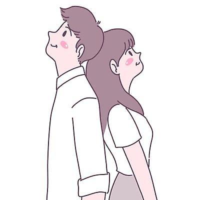 EPS 해외이미지 커플 응시 여자 남자 일러스트 사랑 상반신 성인 두명 올려보기 등맞대기 성인만 해외일러스트 시선 감정 관계 모션 사람 파일형식 벡터 이미지허브