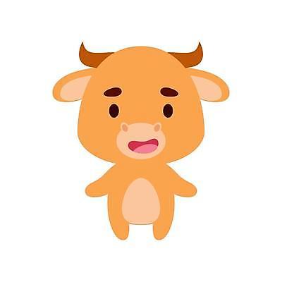 EPS 해외이미지 동물캐릭터 일러스트 사람없음 귀여움 주황색 만화 야크 해외일러스트 일러캐릭터 동물 캐릭터 컬러 컨셉 파일형식 벡터 이미지허브