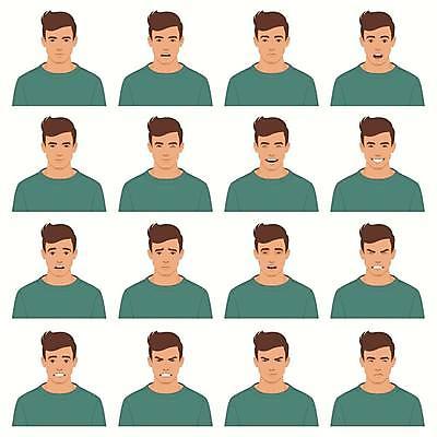 EPS 해외이미지 캐릭터 여자 남자 행복 감정 얼굴 일러스트 비즈니스 미소 웃음 사람 성인 세트 머리 놀람 분노 표현 플랫 만화 수집 고립 아바타 해외일러스트 일러캐릭터 표정 신체부위 파일형식 벡터 이미지허브