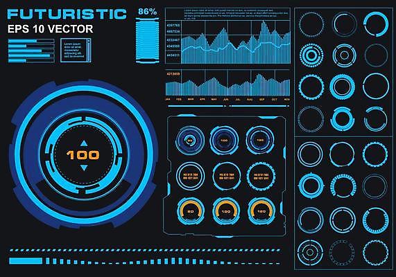 EPS 해외이미지 일러스트 사람없음 디지털 인포그래픽 사이버 UI 인터페이스 SF 해외일러스트 파일형식 벡터 이미지허브