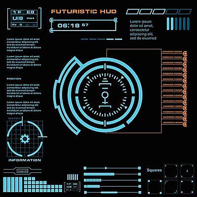EPS 해외이미지 일러스트 사람없음 디지털 인포그래픽 사이버 UI 인터페이스 SF 해외일러스트 파일형식 벡터 이미지허브