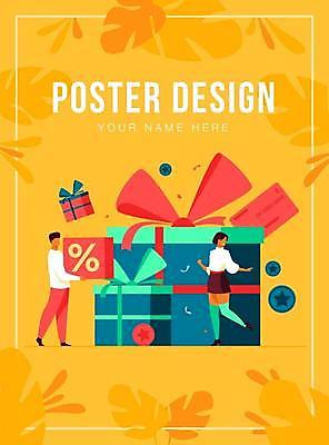 EPS 해외이미지 전신 디자인 여자 남자 포스터 별 리본 일러스트 서기 들기 성인 타이포그라피 두명 선물상자 노란색 세일 원형 퍼센트 열대잎 얼굴없음 성인만 해외일러스트 자연요소 도형 문자 컬러 잎 모션 선물 사람 상자 특수기호 파일형식 벡터 이미지허브