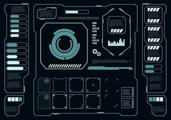 EPS 해외이미지 일러스트 사람없음 디지털 인포그래픽 사이버 UI 인터페이스 SF 해외일러스트 파일형식 벡터 이미지허브