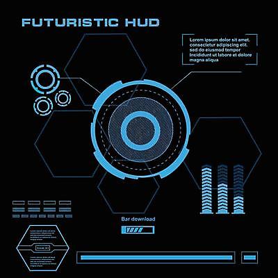 EPS 해외이미지 일러스트 사람없음 디지털 인포그래픽 사이버 UI 인터페이스 SF 해외일러스트 파일형식 벡터 이미지허브