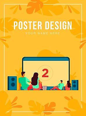 EPS 해외이미지 전신 디자인 커플 여자 남자 포스터 일러스트 앉기 여러명 성인 타이포그라피 노란색 스피커 영화관 영화 팝콘 열대잎 얼굴없음 성인만 해외일러스트 문자 컬러 음향기기 다수 잎 관계 모션 문화예술 사람 극장 파일형식 벡터 이미지허브