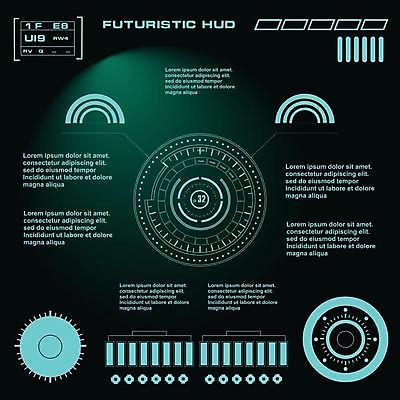 EPS 해외이미지 디자인 백그라운드 컨셉 일러스트 추상 미래 사람없음 그래픽 초록색 디지털 스크린 정보 원형 사이버 레이아웃 시스템 계기판 인터페이스 가상 인터랙티브 해외일러스트 도형 컬러 무늬 파일형식 벡터 이미지허브