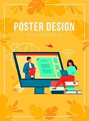 EPS 해외이미지 전신 디자인 여자 남자 포스터 일러스트 앉기 상반신 성인 타이포그라피 두명 책 노트북 노란색 모니터 종이비행기 문서 클립 메모꽂이 열대잎 온라인강의 얼굴없음 성인만 해외일러스트 문자 컬러 잎 모션 문구용품 사람 전자제품 컴퓨터 강의 종이접기 파일형식 벡터 언택트 이미지허브