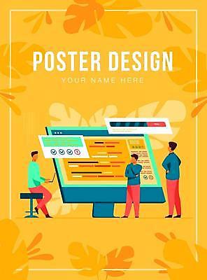 EPS 해외이미지 전신 디자인 응시 남자 포스터 허리손 의자 일러스트 그래프 서기 들기 앉기 성인 타이포그라피 세명 노트북 노란색 스크린 모니터 고민 보안 열대잎 얼굴없음 성인남자만 해외일러스트 문자 시선 감정 컬러 포즈 가구 잎 모션 안전 사람 전자제품 컴퓨터 남자만 성인만 파일형식 벡터 이미지허브