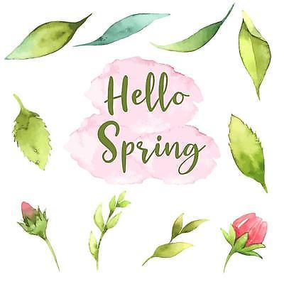 EPS 해외이미지 일러스트 봄꽃 나뭇잎 사람없음 봄 꽃봉오리 레터링 해외일러스트 계절 꽃 잎 파일형식 벡터 이미지허브