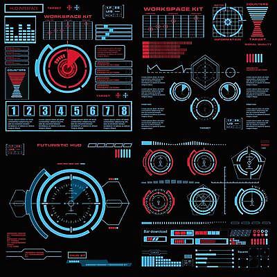 EPS 해외이미지 디자인 백그라운드 컨셉 일러스트 추상 미래 사람없음 그래픽 빨간색 파란색 숫자 디지털 스크린 정보 원형 사이버 레이아웃 시스템 계기판 인터페이스 가상 인터랙티브 해외일러스트 도형 문자 컬러 무늬 파일형식 벡터 이미지허브