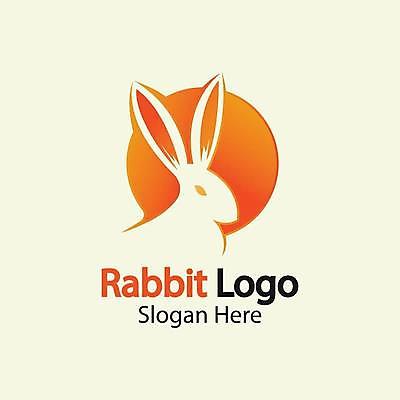 EPS 해외이미지 동물 디자인 일러스트 사람없음 주황색 토끼 원형 심볼 심플 해외일러스트 도형 컬러 포유류 반려동물 파일형식 벡터 이미지허브