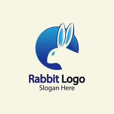 EPS 해외이미지 동물 디자인 일러스트 사람없음 파란색 토끼 원형 심볼 심플 해외일러스트 도형 컬러 포유류 반려동물 파일형식 벡터 이미지허브