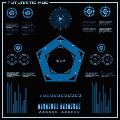 EPS 해외이미지 디자인 백그라운드 컨셉 일러스트 추상 미래 사람없음 그래픽 디지털 스크린 정보 원형 사이버 레이아웃 재생 시스템 계기판 오각형 인터페이스 가상 인터랙티브 해외일러스트 도형 무늬 파일형식 벡터 이미지허브