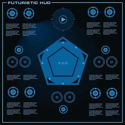 EPS 해외이미지 디자인 백그라운드 컨셉 일러스트 추상 미래 사람없음 그래픽 파란색 디지털 스크린 정보 원형 사이버 레이아웃 재생 시스템 계기판 오각형 인터페이스 가상 인터랙티브 해외일러스트 도형 컬러 무늬 파일형식 벡터 이미지허브