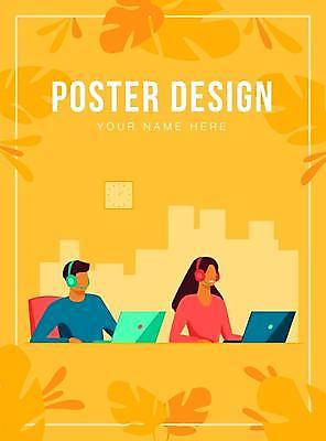 EPS 해외이미지 디자인 여자 남자 포스터 일러스트 상반신 성인 타이포그라피 두명 노트북 노란색 헤드셋 게임 열대잎 얼굴없음 성인만 해외일러스트 문자 컬러 음향기기 잎 놀이 사람 전자제품 헤드폰 파일형식 벡터 이미지허브