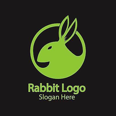 EPS 해외이미지 동물 디자인 일러스트 사람없음 초록색 검은색 토끼 원형 심볼 심플 해외일러스트 도형 컬러 포유류 반려동물 파일형식 벡터 이미지허브