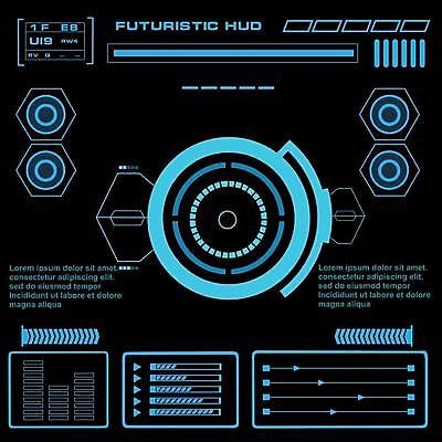 EPS 해외이미지 디자인 백그라운드 컨셉 일러스트 추상 미래 사람없음 그래픽 파란색 디지털 스크린 정보 원형 사이버 레이아웃 시스템 계기판 인터페이스 가상 인터랙티브 해외일러스트 도형 컬러 무늬 파일형식 벡터 이미지허브