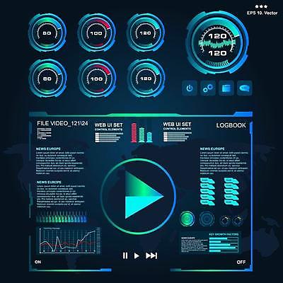 EPS 해외이미지 일러스트 사람없음 디지털 인포그래픽 사이버 UI 인터페이스 SF 해외일러스트 파일형식 벡터 이미지허브