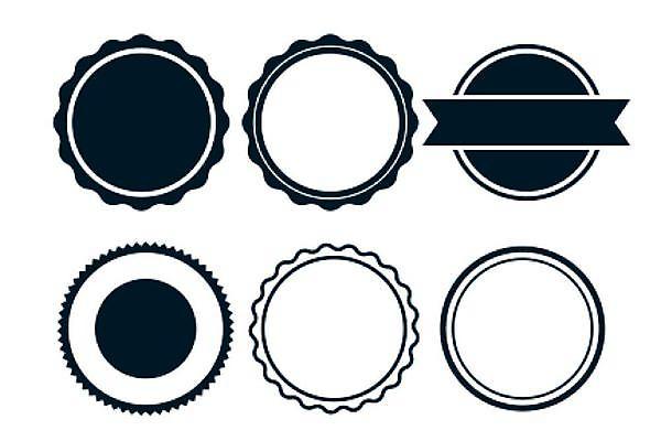 EPS 해외이미지 스티커 일러스트 사람없음 세트 라벨 원형 남색 심플 해외일러스트 도형 컬러 프레임 파일형식 벡터 이미지허브