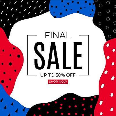 EPS 해외이미지 배너 일러스트 타이포그라피 사람없음 빨간색 쇼핑 세일 검은색 점 멤피스디자인 해외일러스트 문자 디자인 컬러 파일형식 벡터 이미지허브