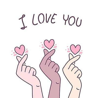 EPS 해외이미지 손 일러스트 사랑 타이포그라피 글자캘리그라피 신체부위 하트 다인종 손하트 해외일러스트 모양 문자 감정 캘리그라피 사람 인종 손짓 파일형식 벡터 이미지허브