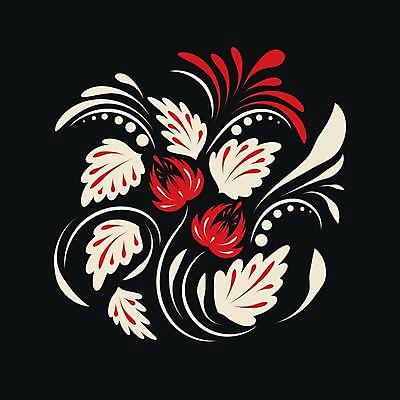 EPS 해외이미지 디자인 꽃 잎 일러스트 미술 사람없음 검은색 화려 민화 해외일러스트 식물 컬러 컨셉 문화예술 그림 파일형식 벡터 이미지허브