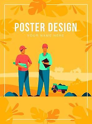 EPS 해외이미지 전신 디자인 응시 남자 포스터 일러스트 서기 들기 성인 타이포그라피 두명 노란색 설계도 트럭 엔지니어 서류판 열대잎 얼굴없음 성인남자만 해외일러스트 문자 시선 컬러 잎 모션 자동차 건설업 사람 사무용품 기술자 남자만 성인만 파일형식 벡터 이미지허브