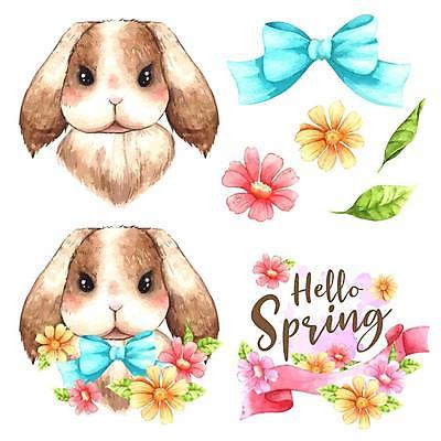 EPS 해외이미지 리본 잎 일러스트 봄꽃 사랑 사람없음 봄 벚꽃 토끼 레터링 해외일러스트 식물 계절 꽃 감정 포유류 반려동물 파일형식 벡터 이미지허브