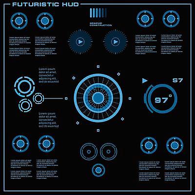 EPS 해외이미지 디자인 백그라운드 컨셉 일러스트 추상 미래 사람없음 그래픽 파란색 디지털 스크린 정보 원형 사이버 레이아웃 재생 시스템 계기판 인터페이스 가상 인터랙티브 해외일러스트 도형 컬러 무늬 파일형식 벡터 이미지허브