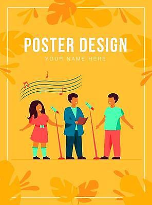 EPS 해외이미지 전신 디자인 여자 남자 포스터 어린이 일러스트 노래 서기 들기 소년 타이포그라피 세명 노란색 악보 스탠드마이크 마이크 합창 열대잎 얼굴없음 어린이만 해외일러스트 문자 음악 컬러 음향기기 잎 모션 사람 파일형식 벡터 이미지허브