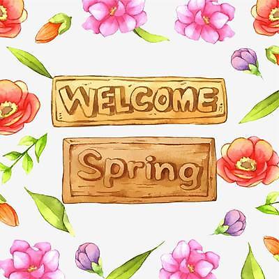 EPS 해외이미지 잎 일러스트 봄꽃 타이포그라피 사람없음 봄 꽃봉오리 해외일러스트 식물 문자 계절 꽃 파일형식 벡터 이미지허브