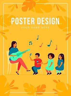 EPS 해외이미지 전신 디자인 여자 남자 포스터 어린이 연주 의자 일러스트 노래 들기 앉기 소년 여러명 성인 타이포그라피 노란색 기타 마라카스 열대잎 얼굴없음 해외일러스트 문자 음악 컬러 가구 다수 잎 모션 현악기 타악기 사람 파일형식 벡터 이미지허브
