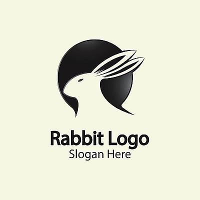 EPS 해외이미지 동물 디자인 일러스트 사람없음 검은색 토끼 원형 심볼 심플 해외일러스트 도형 컬러 포유류 반려동물 파일형식 벡터 이미지허브