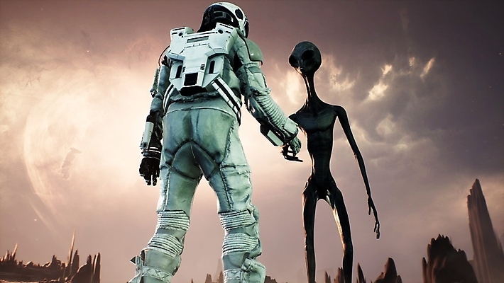 JPG 해외이미지 과학 한명 사람 야외 3D 행성 만남 우주비행사 외계인 디지털합성 우주복 해외포토 포토 1 옷 컨셉 우주 미확인물체 파일형식 이미지허브