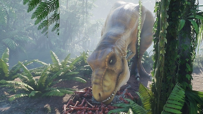 JPG 해외이미지 주간 나무 한마리 야생동물 사람없음 야외 3D 숲 먹기 사냥 고생물 사냥감 육식공룡 티라노사우루스 쥬라기 해외포토 포토 자연요소 식물 동물 1 모션 생물 디지털합성 공룡 파일형식 이미지허브