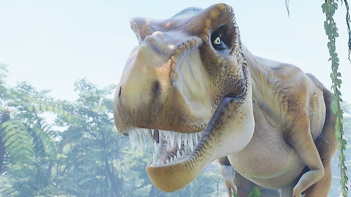 JPG 해외이미지 주간 한마리 야생동물 근접촬영 사람없음 야외 3D 숲 고생물 육식공룡 티라노사우루스 쥬라기 해외포토 포토 자연요소 동물 1 뷰포인트 생물 디지털합성 공룡 파일형식 이미지허브