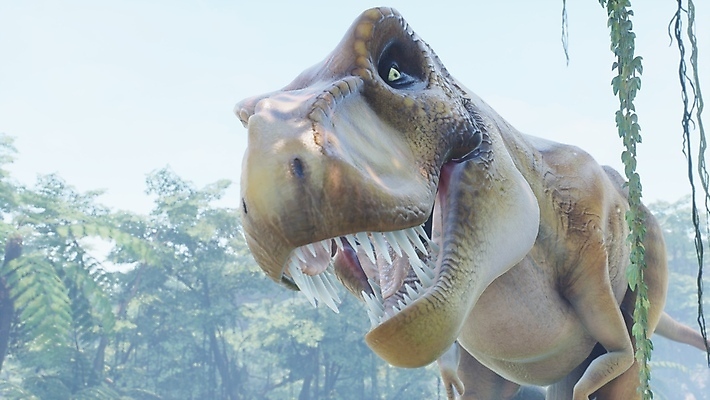 JPG 해외이미지 주간 한마리 야생동물 근접촬영 사람없음 야외 3D 숲 고생물 육식공룡 티라노사우루스 쥬라기 해외포토 포토 자연요소 동물 1 뷰포인트 생물 디지털합성 공룡 파일형식 이미지허브