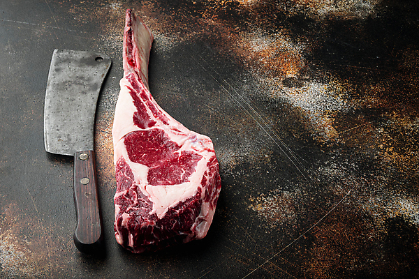 포토 JPG 해외이미지 뼈 생고기 스테이크 사람없음 하이앵글 칼 특수부위 토마호크 해외포토 뷰포인트 서양음식 육류 부위 파일형식 이미지허브