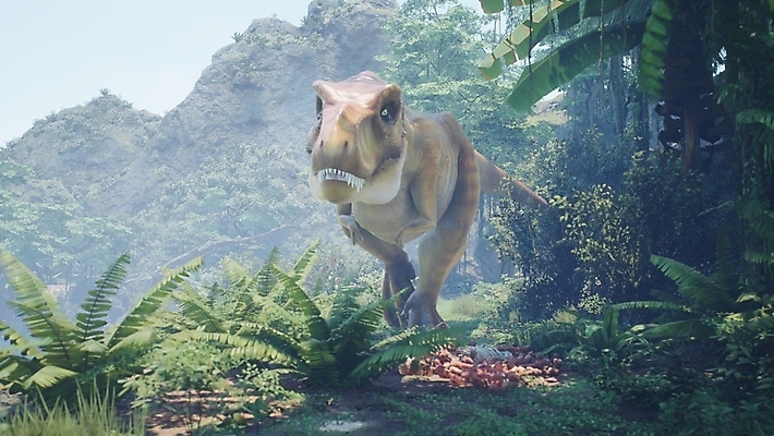 JPG 해외이미지 주간 나무 한마리 야생동물 산 사람없음 야외 3D 걷기 숲 고생물 육식공룡 티라노사우루스 쥬라기 해외포토 포토 자연요소 식물 동물 1 모션 생물 디지털합성 공룡 파일형식 이미지허브