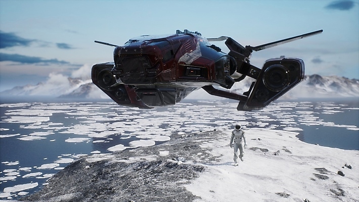 JPG 해외이미지 전신 겨울 하늘 한명 사람 3D 걷기 우주비행사 우주선 디지털합성 빙하 우주복 SF 해외포토 포토 1 옷 계절 모션 우주 파일형식 이미지허브