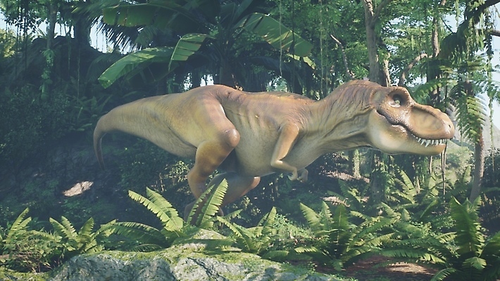 JPG 해외이미지 주간 나무 한마리 야생동물 사람없음 야외 3D 숲 고생물 육식공룡 티라노사우루스 쥬라기 해외포토 포토 자연요소 식물 동물 1 생물 디지털합성 공룡 파일형식 이미지허브