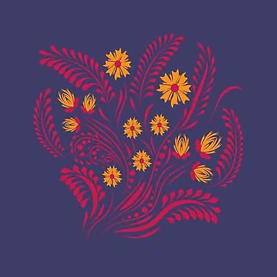 EPS 해외이미지 디자인 꽃 잎 일러스트 미술 사람없음 보라색 화려 민화 해외일러스트 식물 컬러 컨셉 문화예술 그림 파일형식 벡터 이미지허브