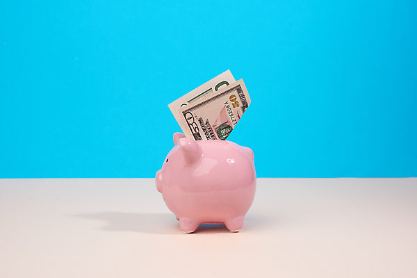 포토 JPG 해외이미지 분홍색 지폐 사람없음 파란색 돼지저금통 꽂음 해외일러스트 해외포토 컬러 돈 저금통 파일형식 이미지허브
