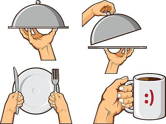 EPS 해외이미지 그릇 손 포크 일러스트 쟁반 들기 신체부위 컵 나이프 해외일러스트 식기 모션 사람 칼 파일형식 벡터 이미지허브