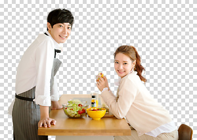 편집이미지 여자 남자 신혼부부 남편 샌드위치 사랑 요리 서기 미소 웃음 앉기 상반신 20대 성인 두명 옆모습 30대 다정 샐러드 한국인 아내 먹기 양배추 PNG 성인만 편집소스 부부 감정 음식 뷰포인트 컨셉 채소 모션 표정 사람 동양인 청년 장년 신혼 파일형식