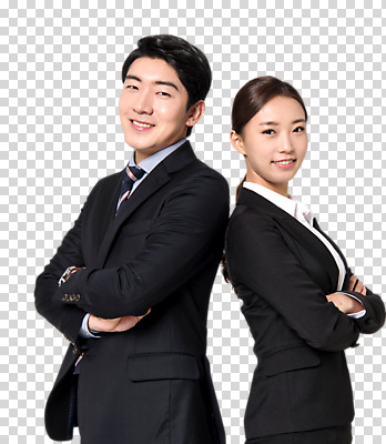편집이미지 여자 남자 미소 상반신 20대 성인 두명 옆모습 팔짱 한국인 비즈니스맨 비즈니스우먼 신입사원 PNG 성인만 편집소스 뷰포인트 비즈니스 모션 표정 사람 동양인 청년 직장인 파일형식